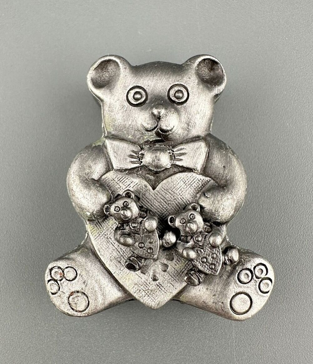 Vintage Torino Teddy Bear Jewelry Gift Set Brooch Necklace Earrings Keepsake Box